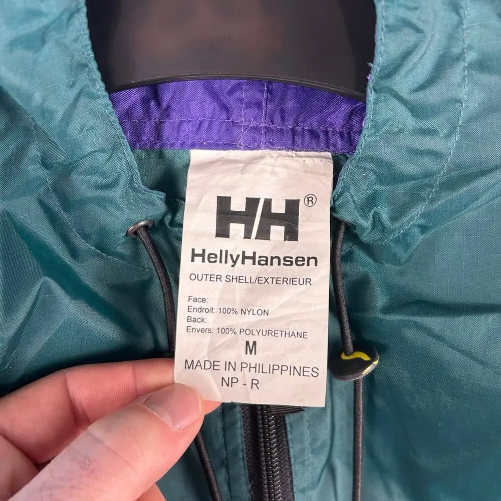 Vintage Helly Hansen Quarter-Zip Rain Jacket – Teal & Purple – Men's Medium